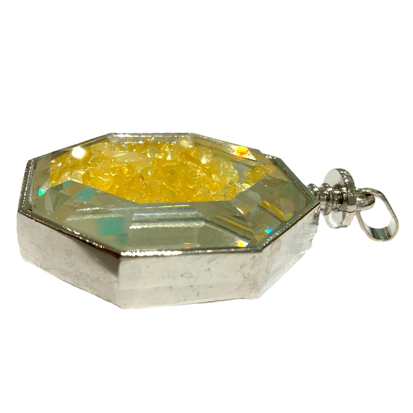 Pendentif hexagone facetté Citrine chauffée chauffée