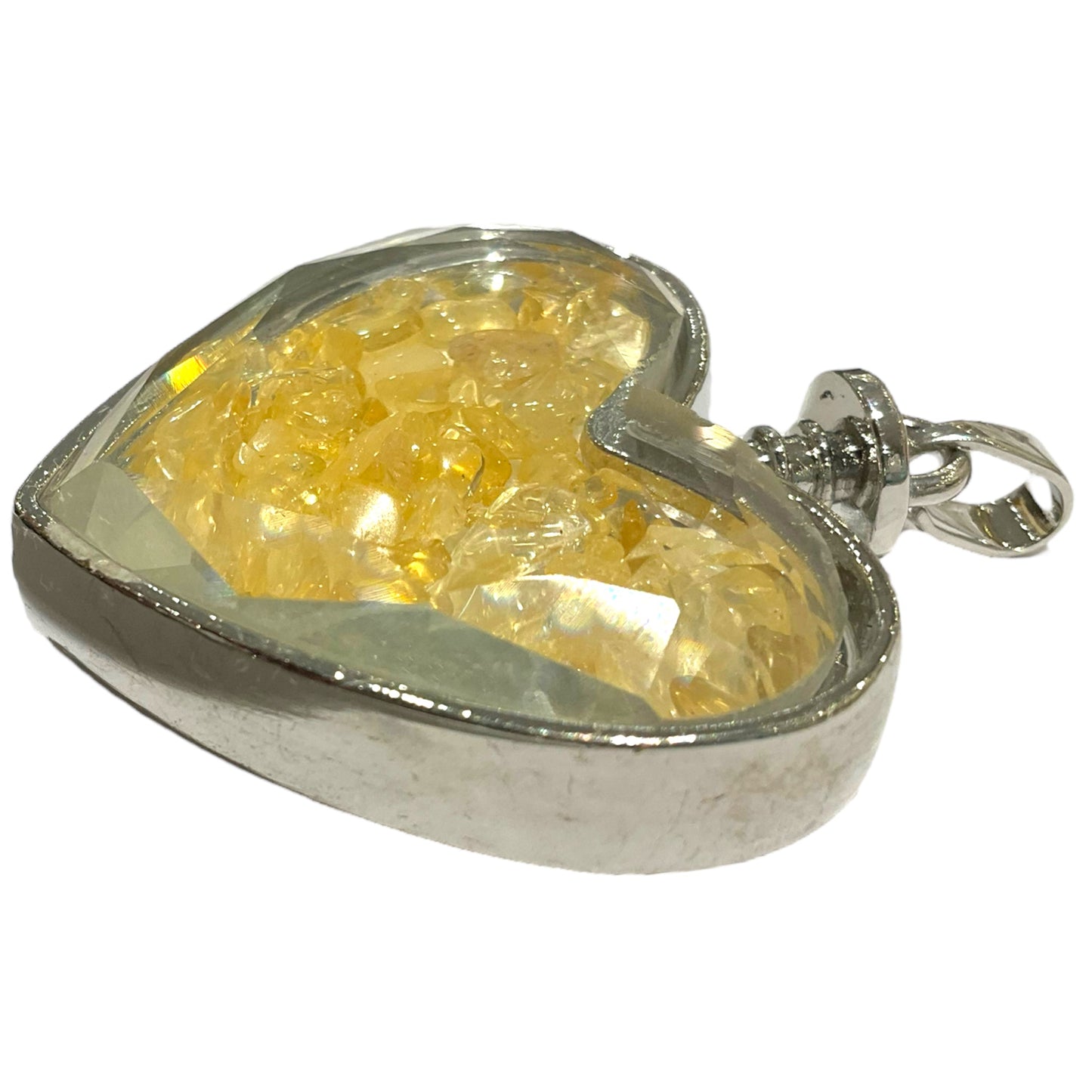 Pendentif cœur facetté Citrine chauffée chauffée