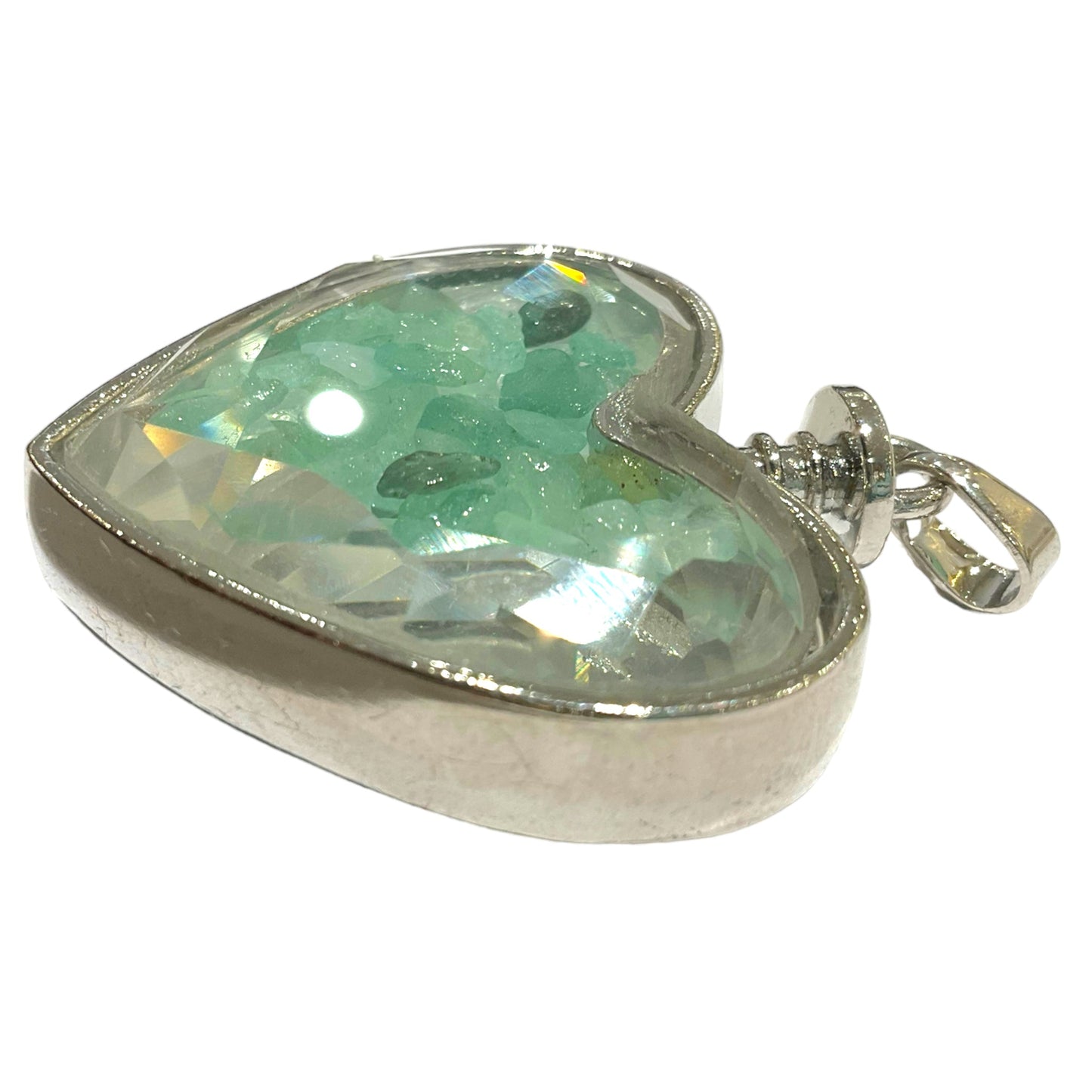 Pendentif cœur facetté Aventurine verte