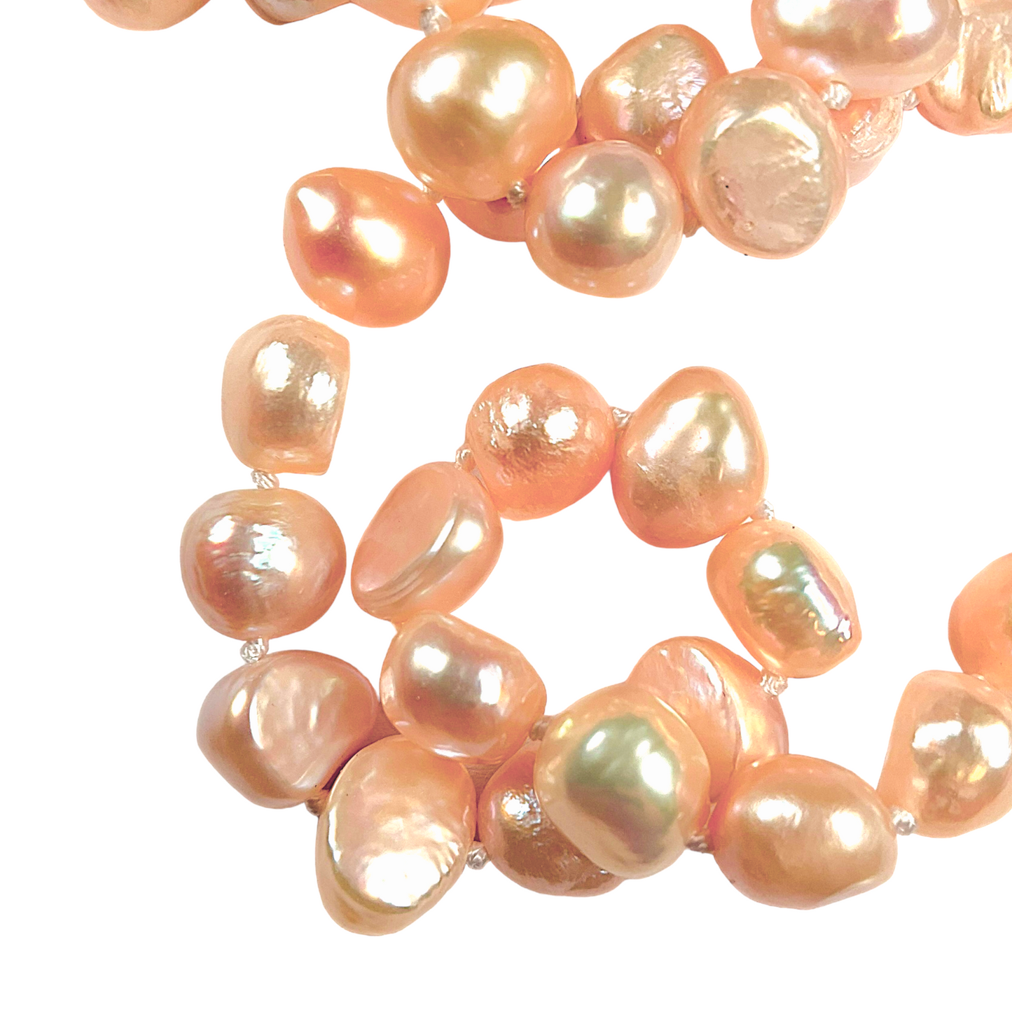 Collier en perles d’eau douce saumon S-4