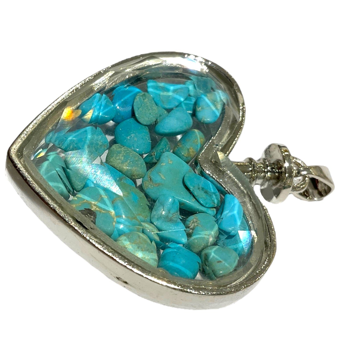 Pendentif cœur facetté howlite Turquoise