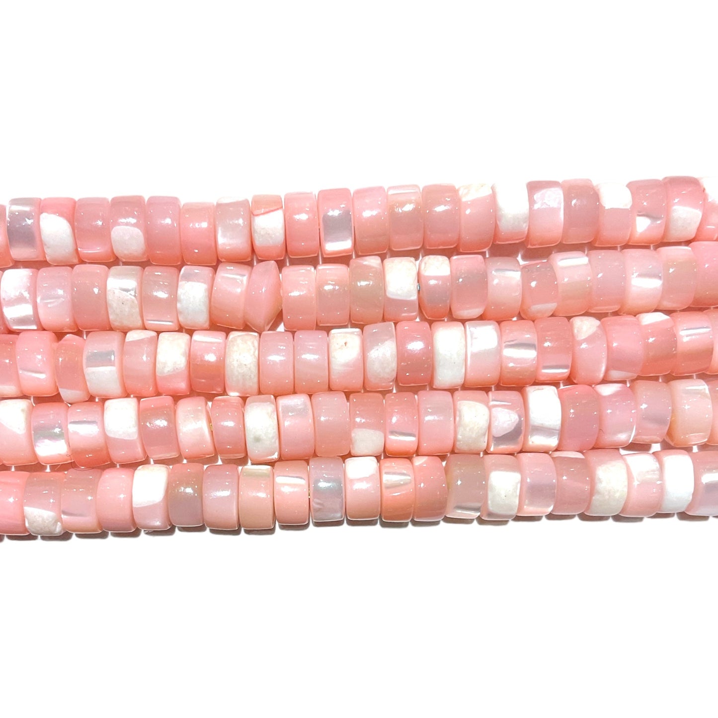 Fil de perle Heishi rose claire en Nacre