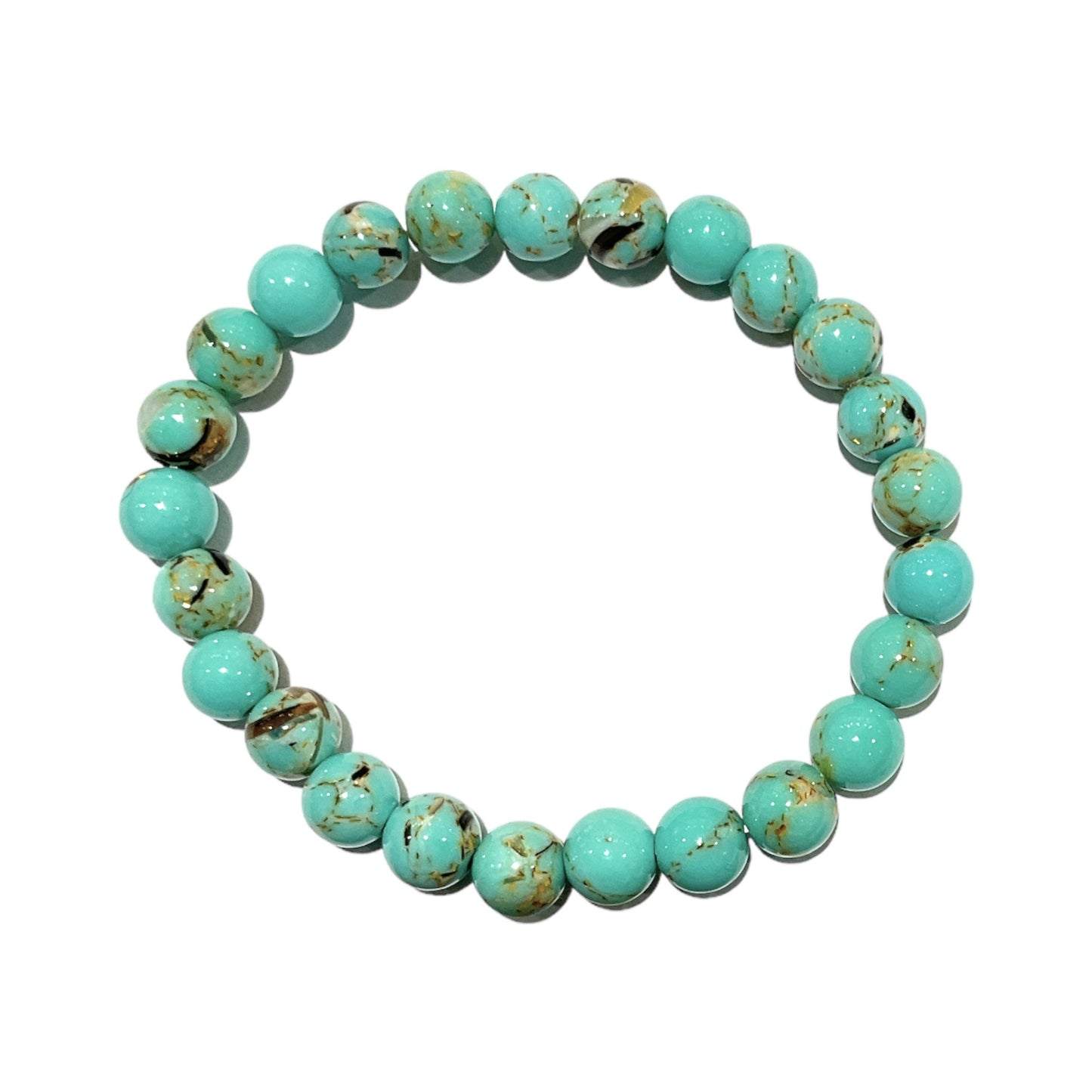 Bracelet 6mm enfant Howlite coquillage bleue