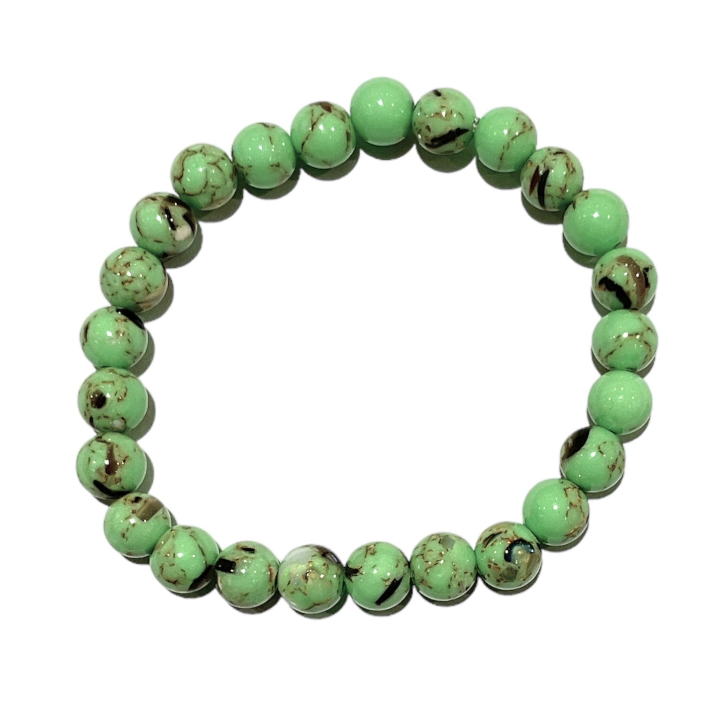 Bracelet en 6mm enfant Howlite coquillage verte