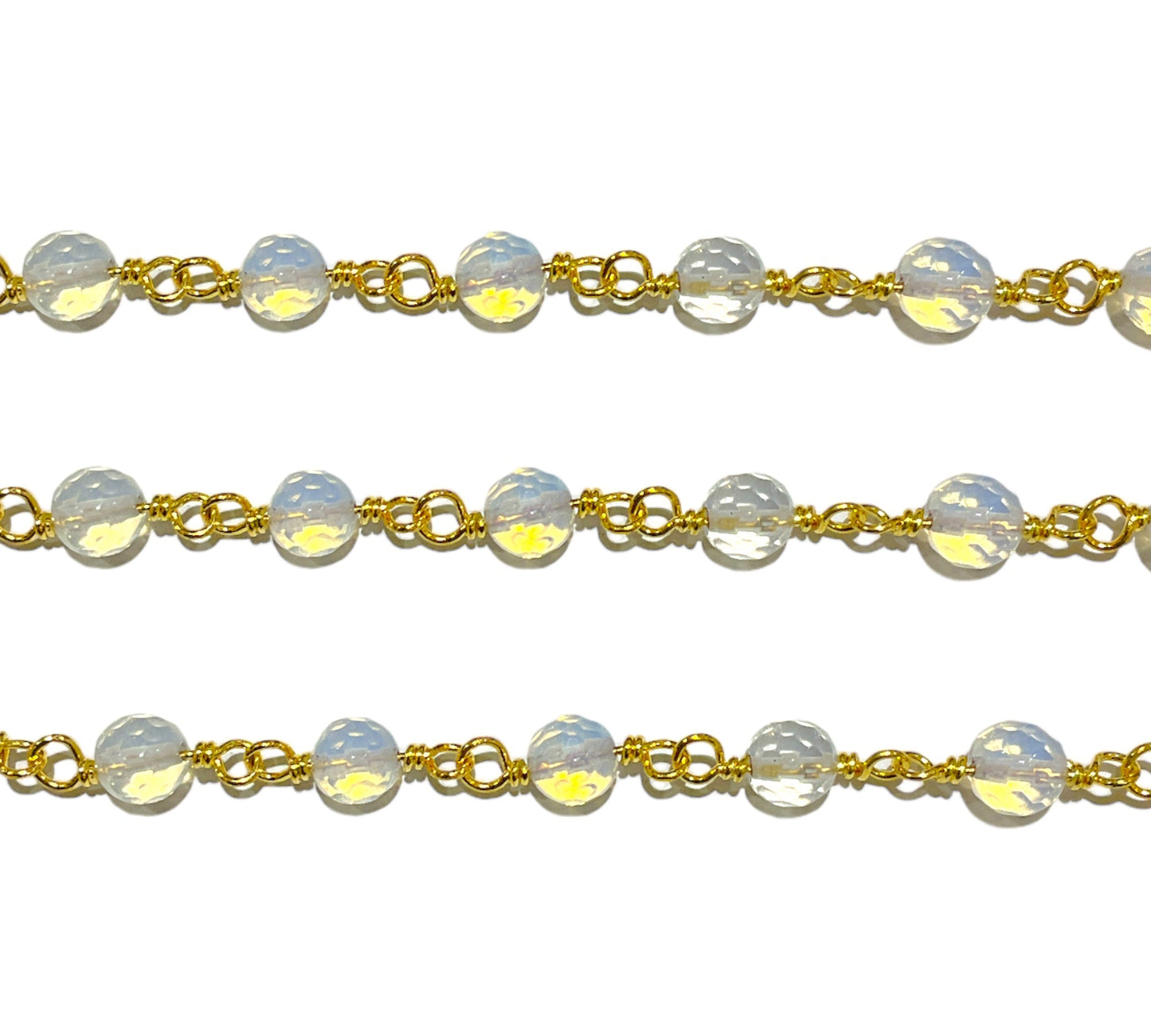 Chaîne avec boule en Opaline au mètre laiton