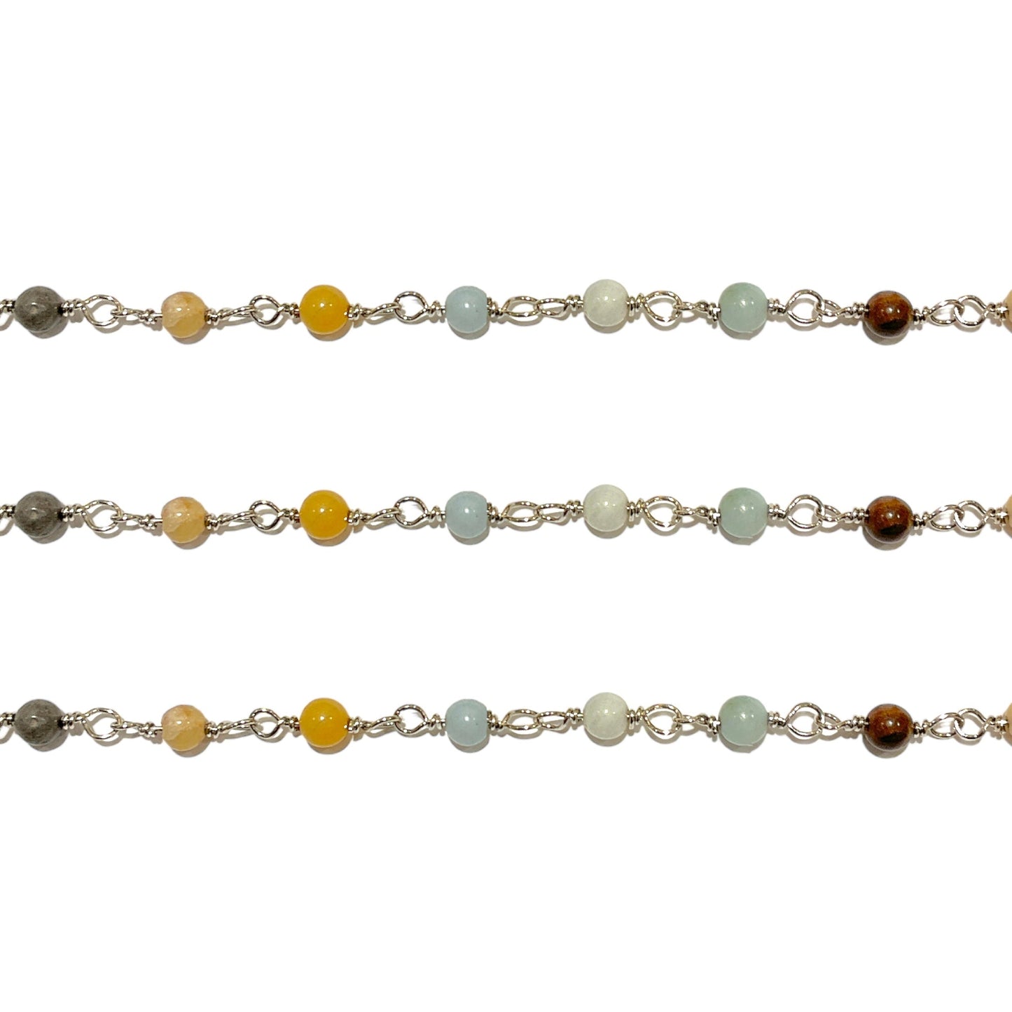 Chaîne avec boule en Amazonite de chine au mètre laiton