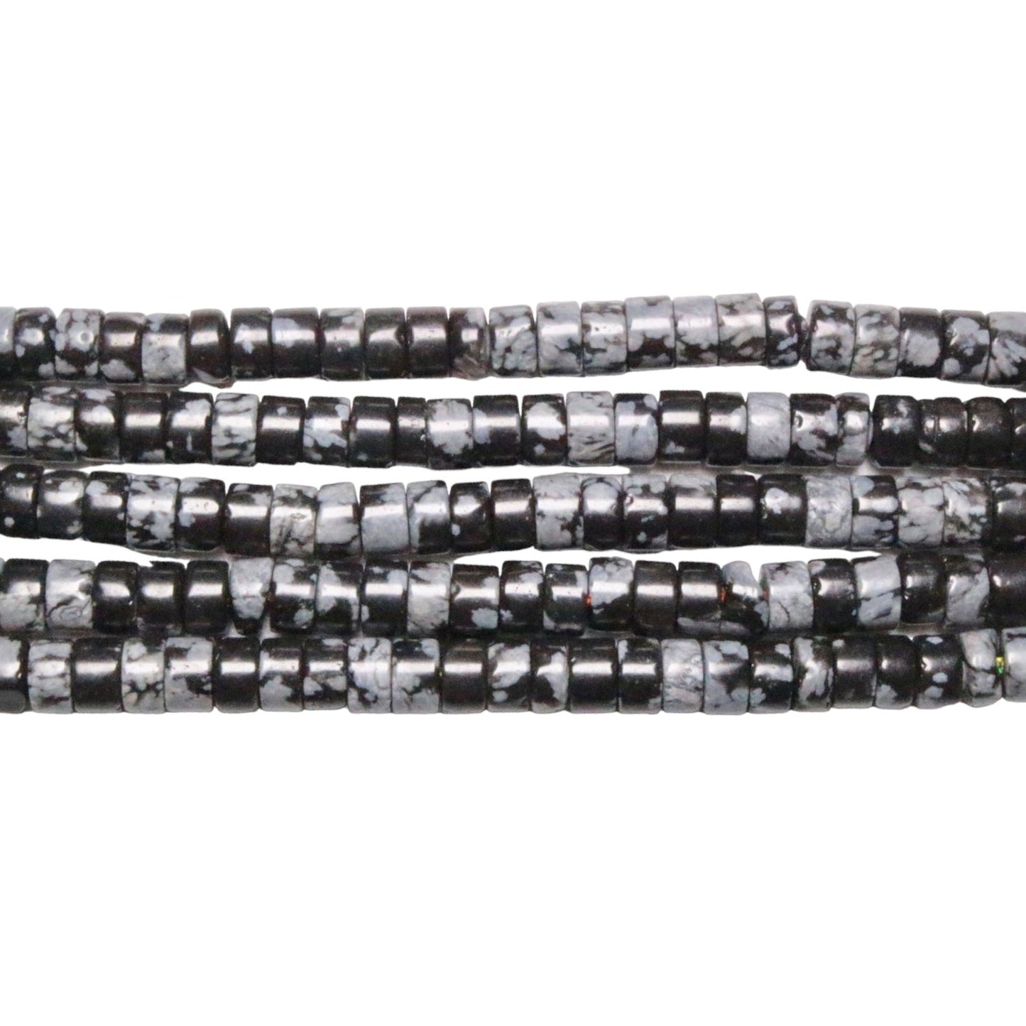 Fil de perle Heishi en obsidienne flocon de neige