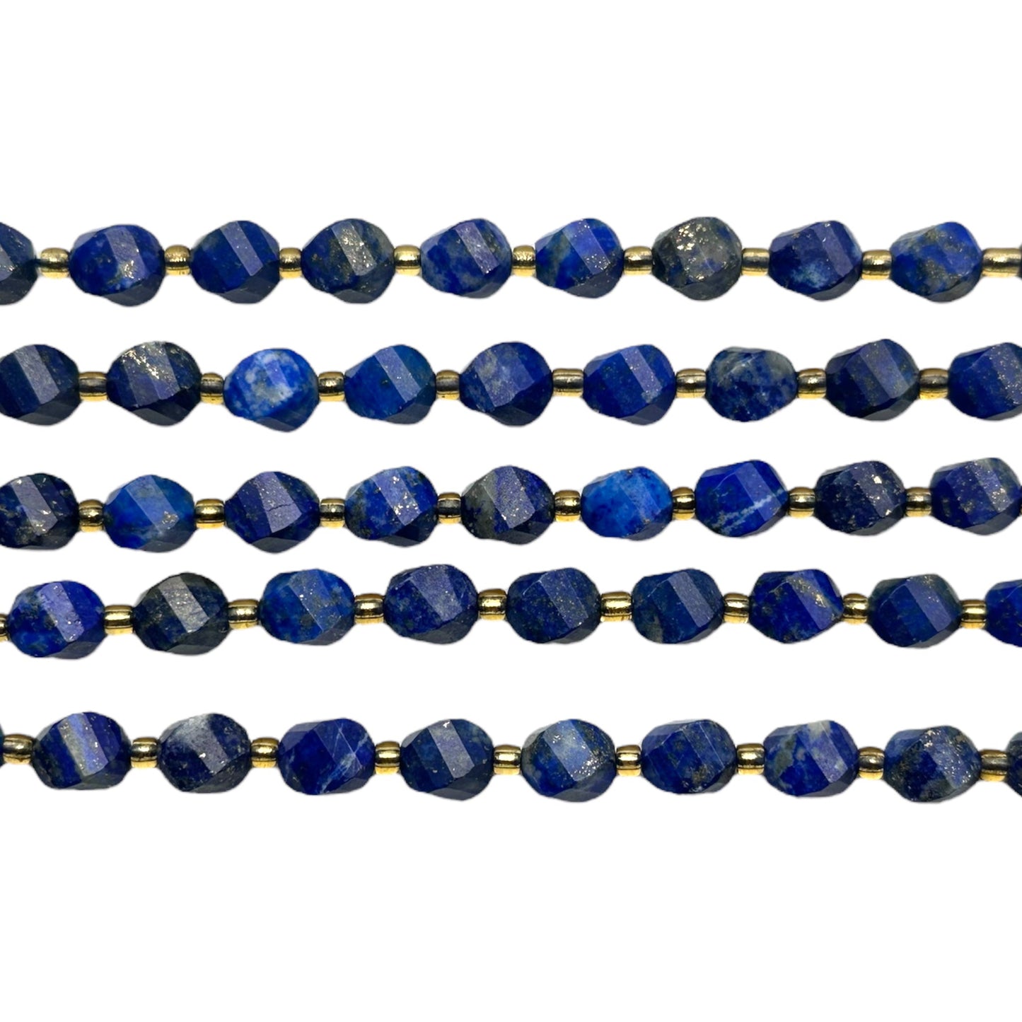 Fil Lapis-lazuli boule facetté 8 mm