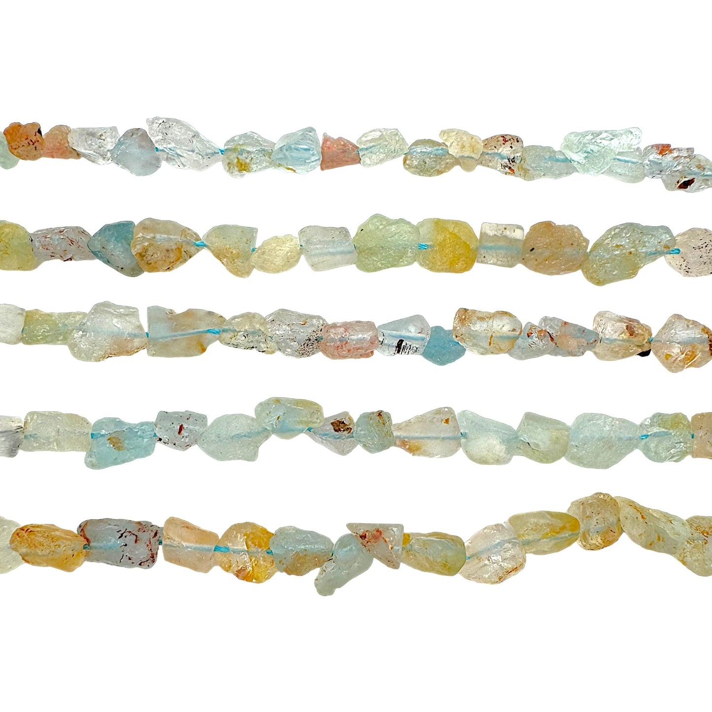 Fil pierre brutes en Topaze impériale bleue 6-8 mm