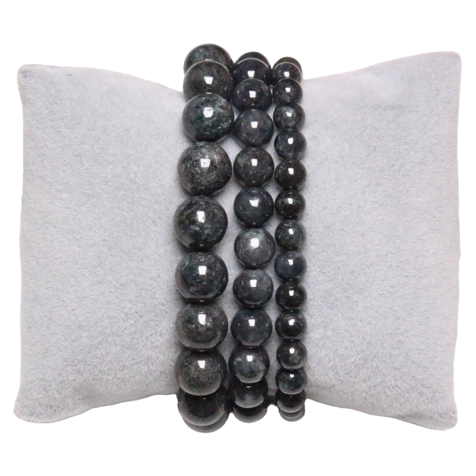 Bracelet Femme Jade & Pierre De Lave & Caoutchouc - Métal Argenté - Longueur 19cm - Occasion