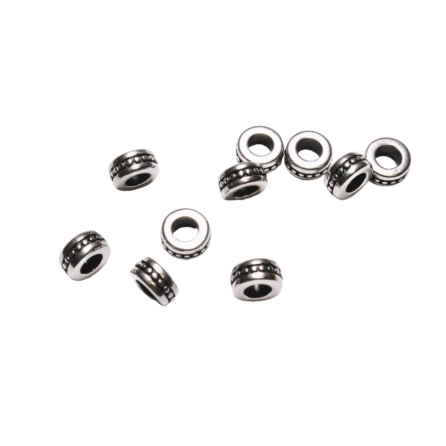 10 Breloque intercalaire en acier inoxydable rondelle