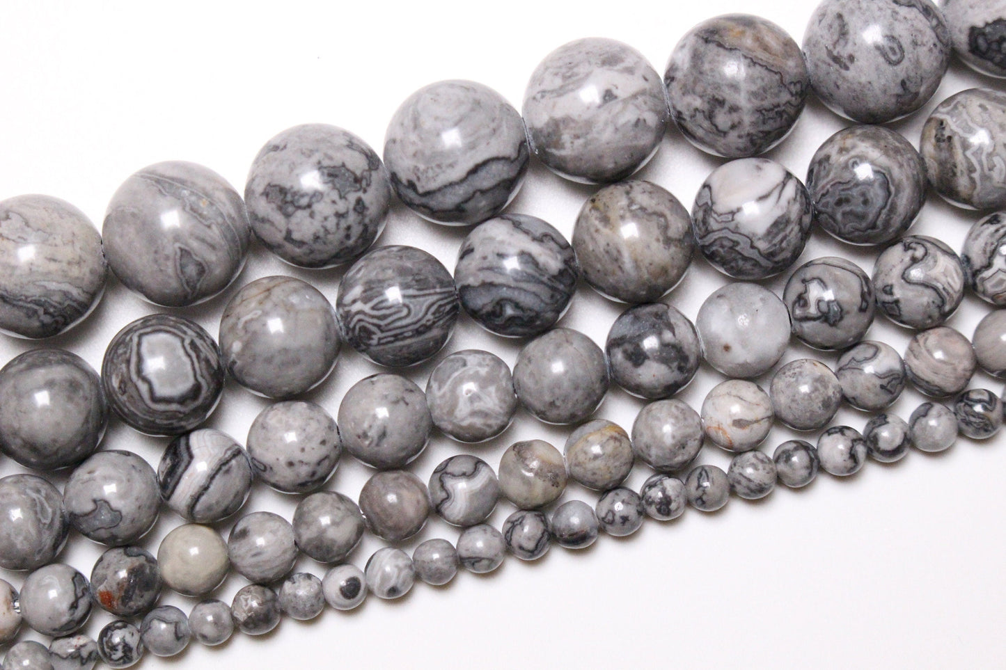 Fil de perle Jaspe picasso gris A