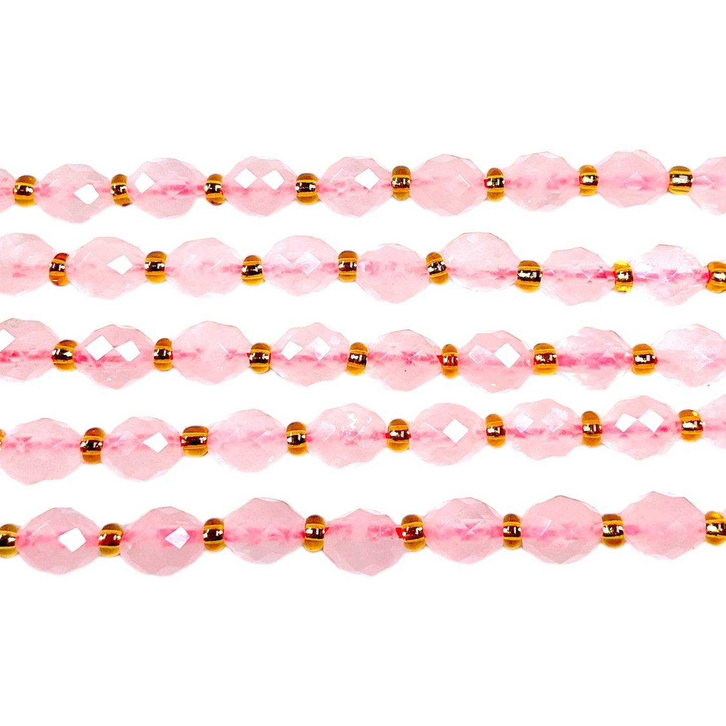 Fil Quartz rose chauffé ovale facetté 6 x 8 mm