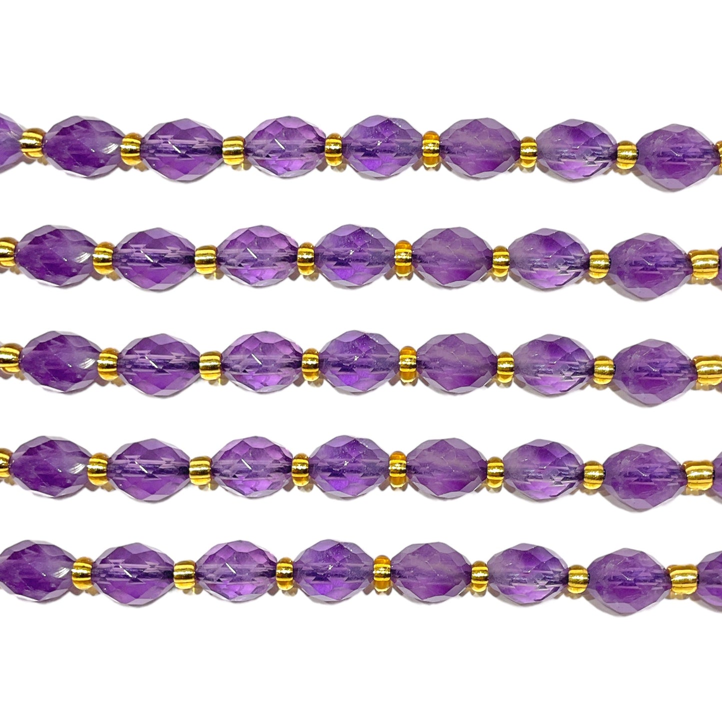 Fil Améthyste ovale facetté 6 x 8 mm