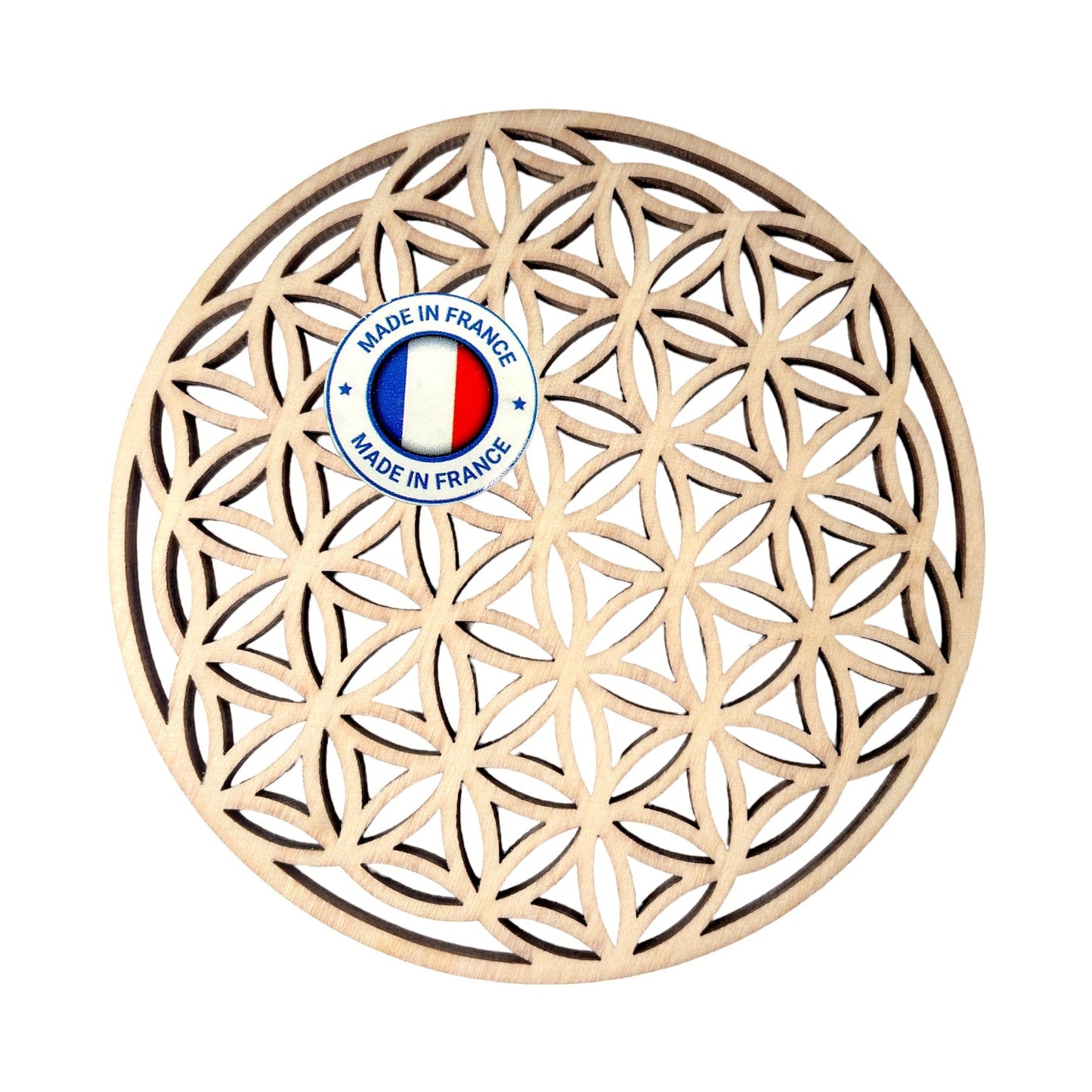 Plaque fleur de vie en bois 10 cm