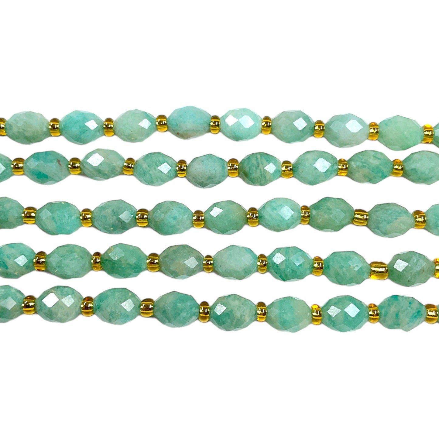 Fil Amazonite chauffé ovale facetté 6 x 8 mm