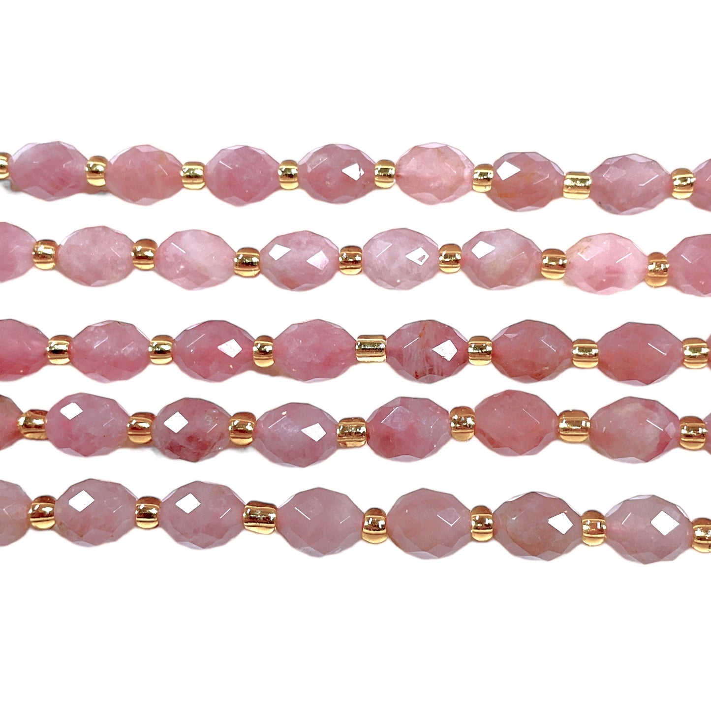 Fil Quartz rose de Madagascar chauffé ovale facetté 6 x 8 mm