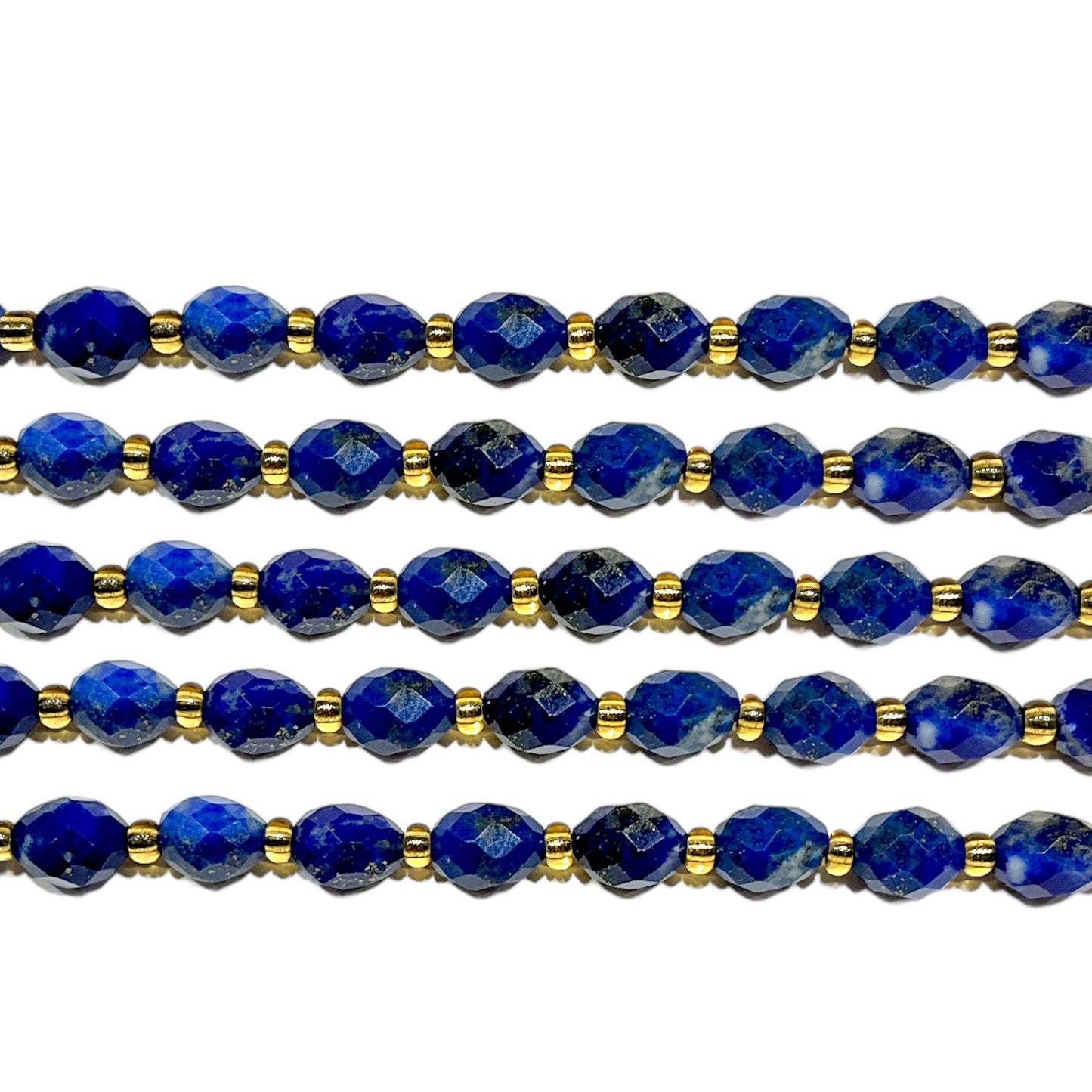 Fil Lapis-lazuli ovale facetté 6 x 8 mm