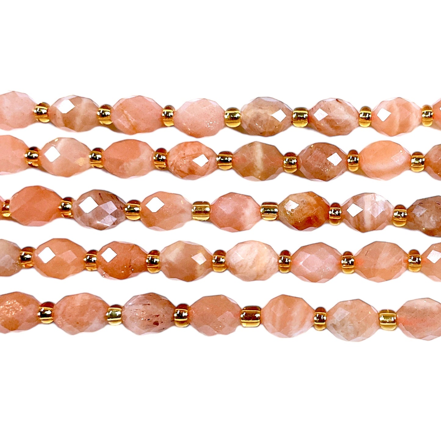 Fil pierre de soleil ovale facetté 6 x 8 mm