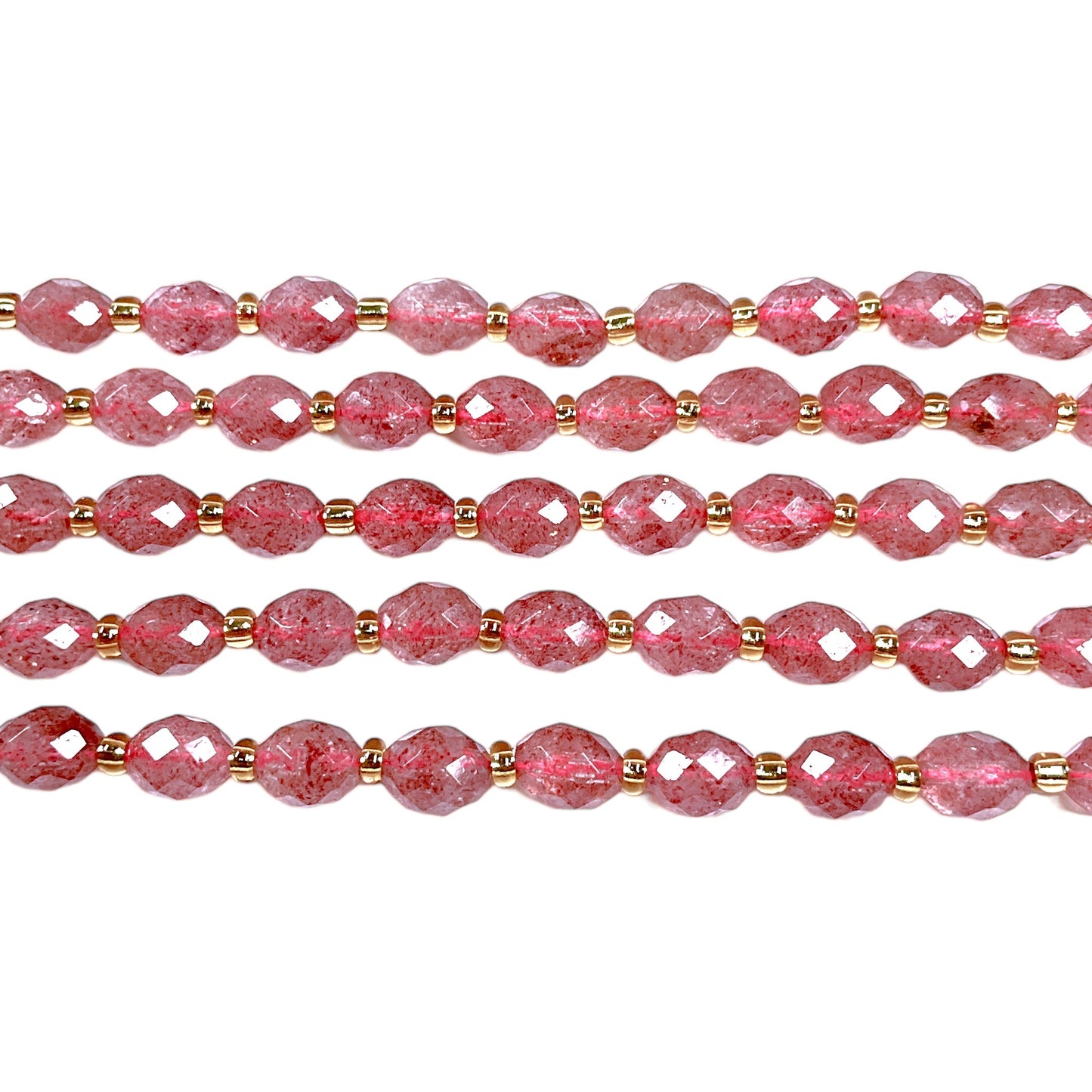 Fil Quartz fraise ovale facetté 6 x 8 mm