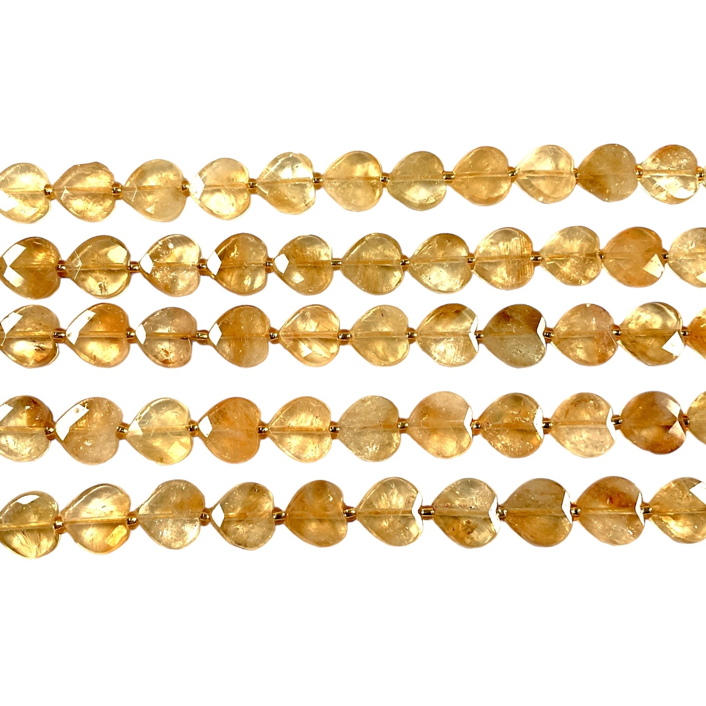 Fil de coeur facetté en Citrine chauffée chauffée 12mm