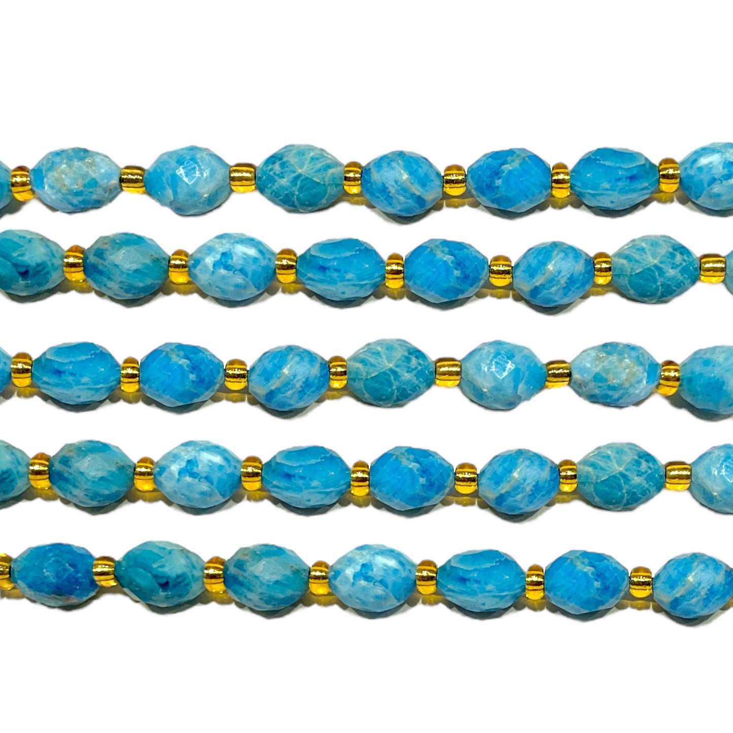 Fil Apatite bleue en ovale facetté 6 x 8 mm