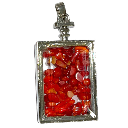 Pendentif rectangle facetté Bambou des mer