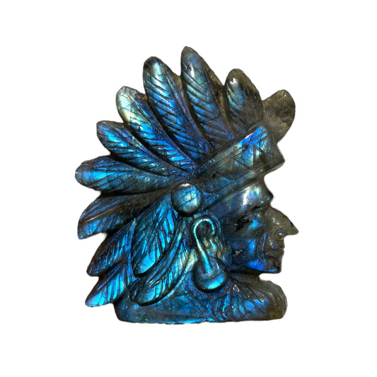 Tête d’indien en Labradorite pièce unique 7x6x1 cm numéro TI2