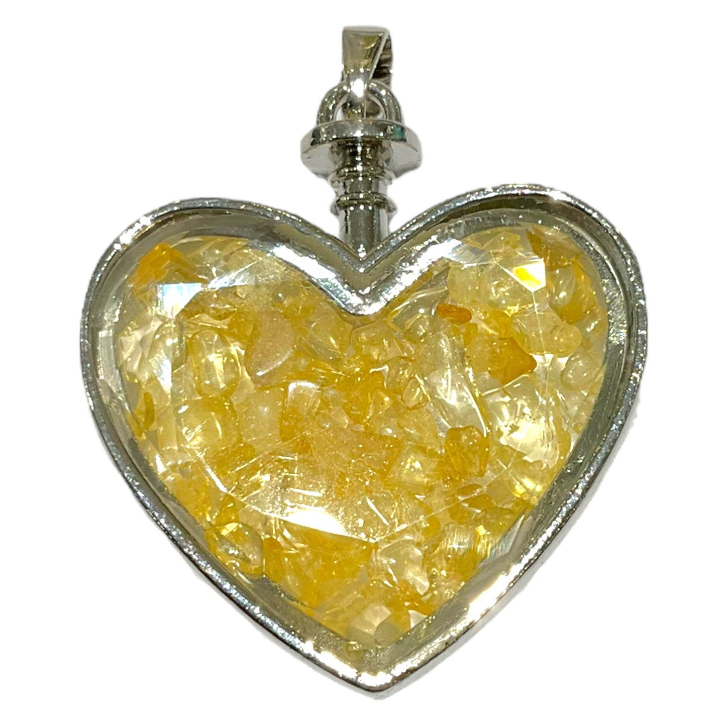 Pendentif cœur facetté Citrine chauffée chauffée