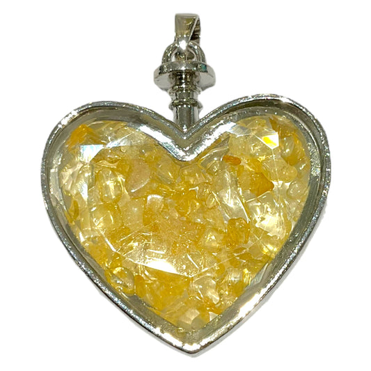 Pendentif cœur facetté Citrine chauffée chauffée