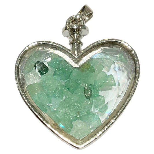 Pendentif cœur facetté Aventurine verte