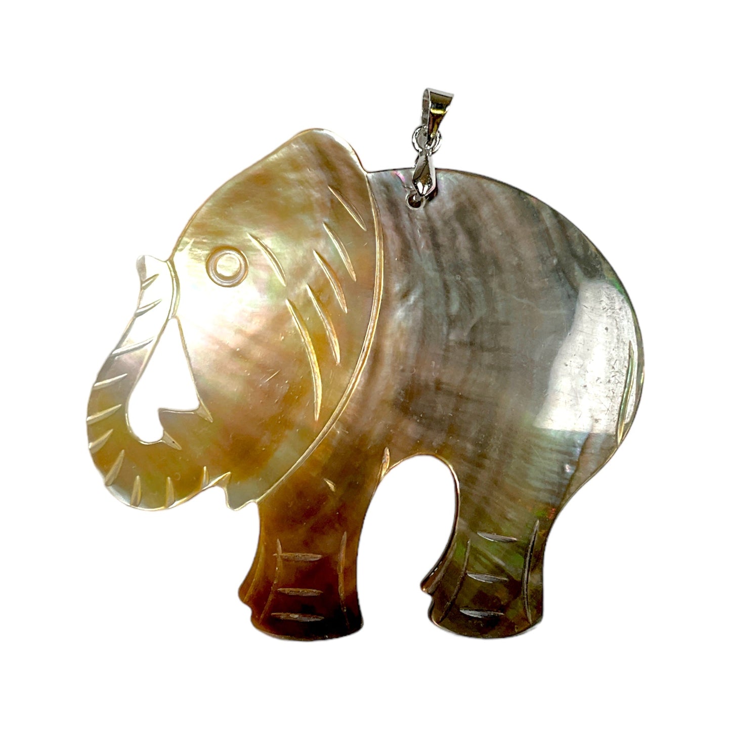 Pendentif elephant noire en nacre d’abalone