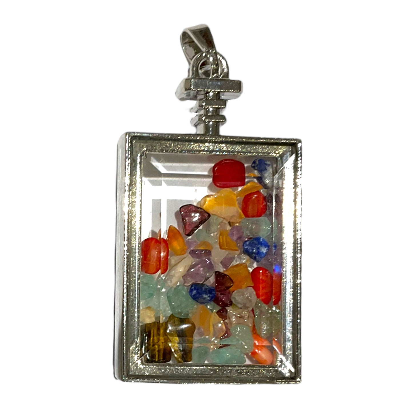 Pendentif rectangle facetté 7 Chakras