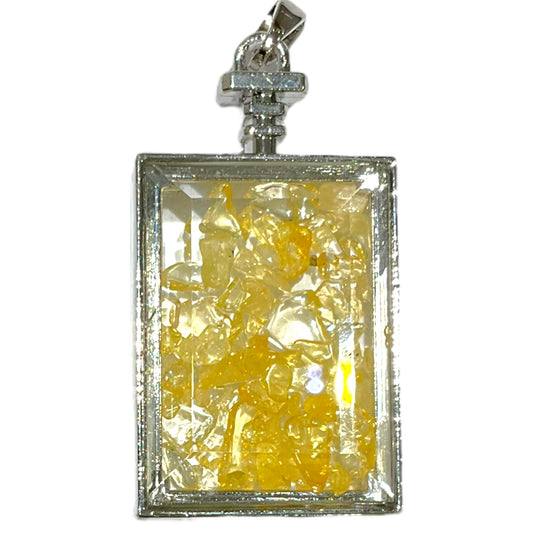 Pendentif rectangle facetté Citrine