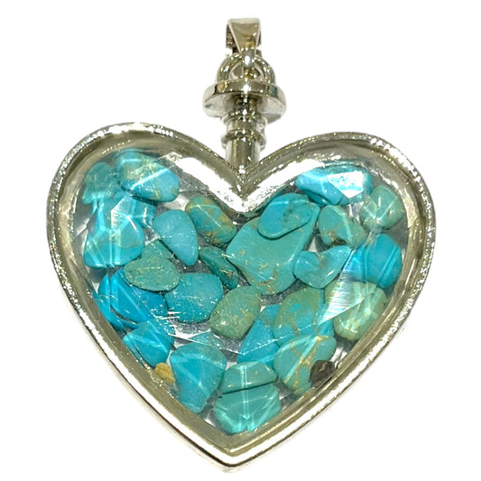 Pendentif cœur facetté howlite Turquoise