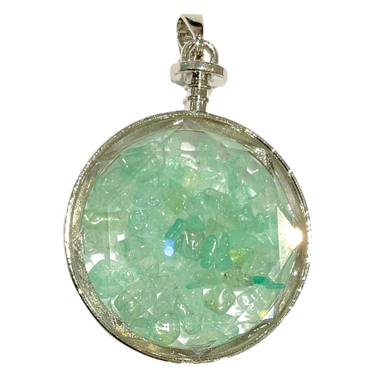 Pendentif rond facetté Aventurine verte