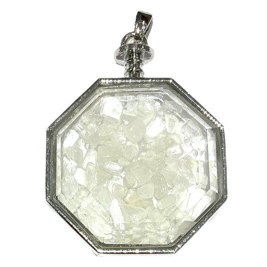 Pendentif hexagone facetté Cristal de roche