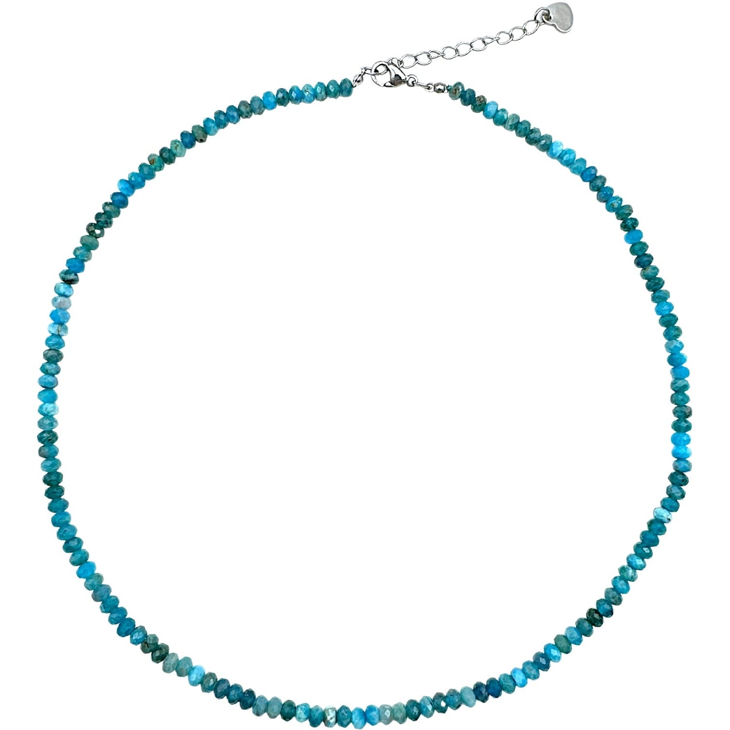 Collier apatite bleue 3x4mm acier inoxydable doré/argenté