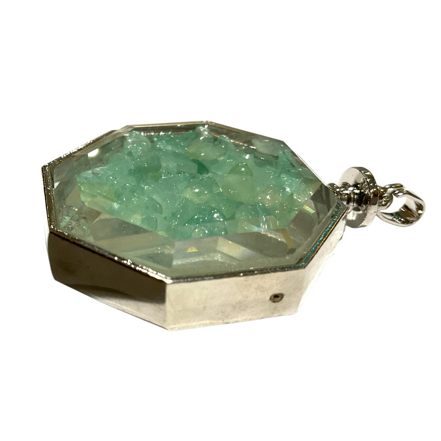 Pendentif hexagone facetté Aventurine verte