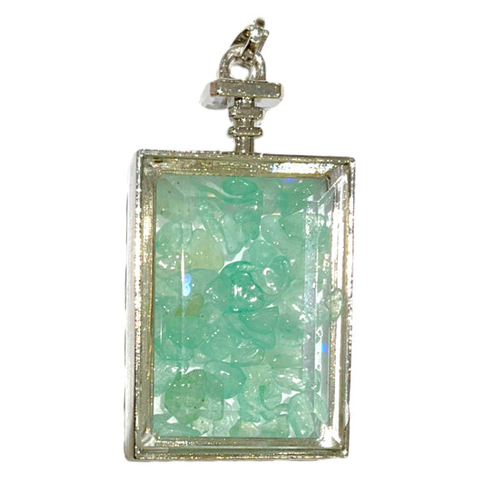 Pendentif rectangle facetté Aventurine verte