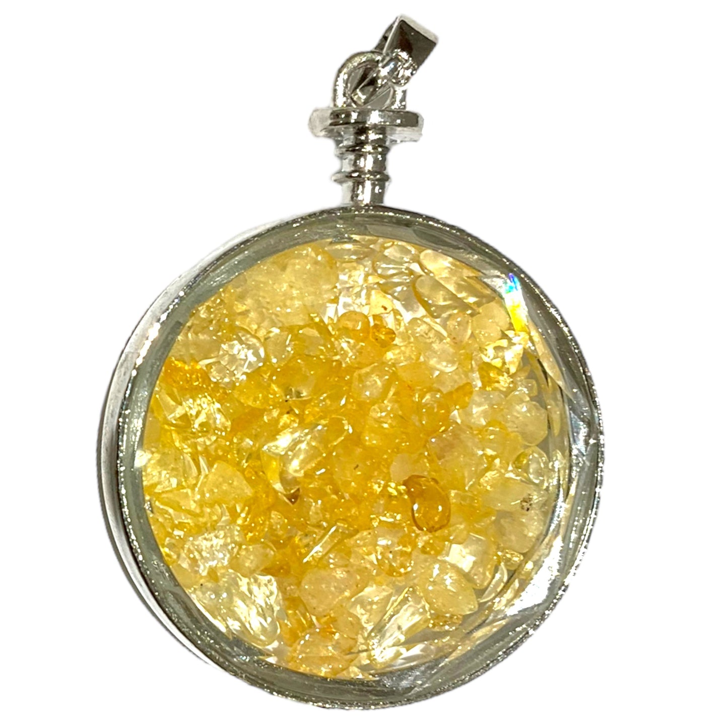 Pendentif rond facetté Citrine chauffée