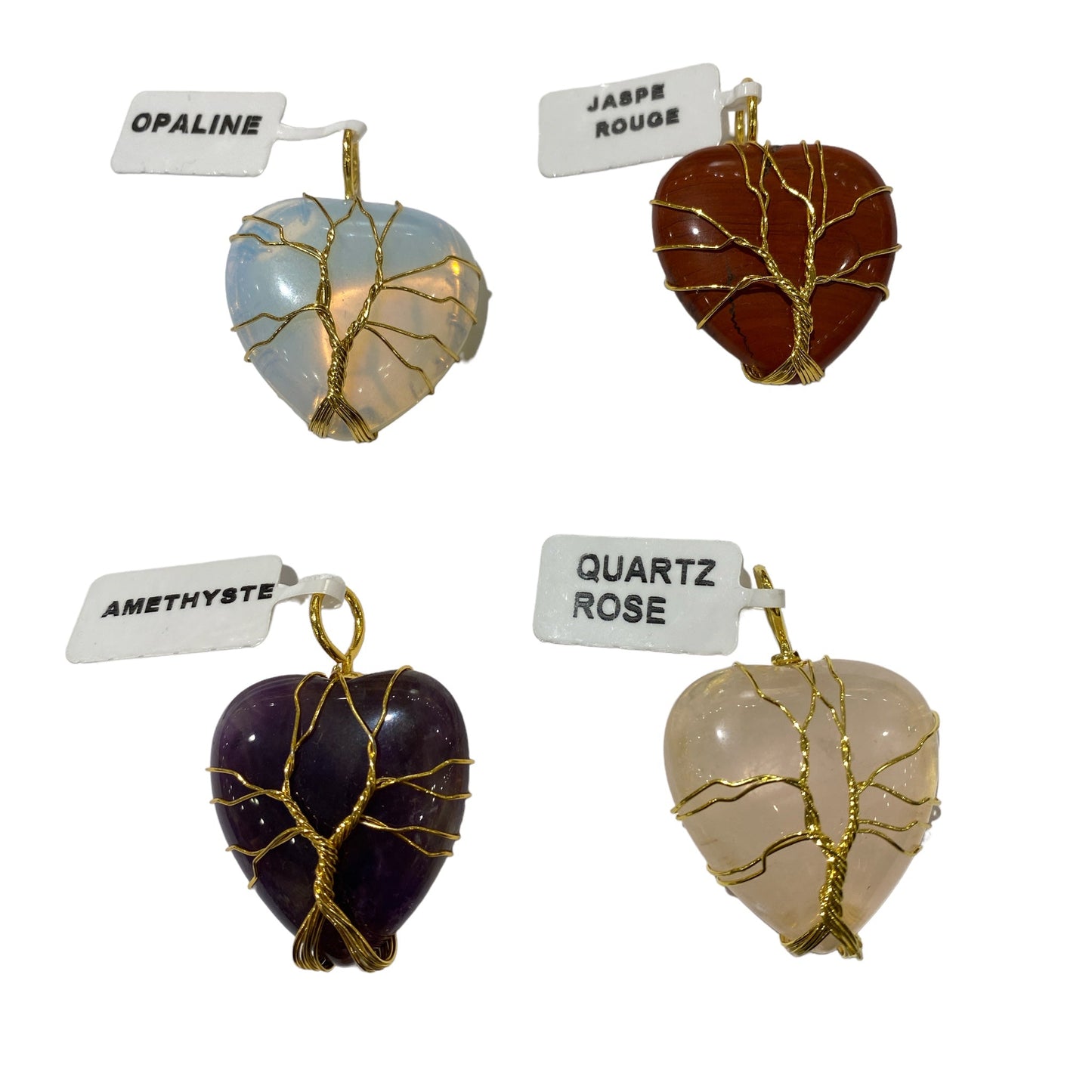 Pendentif en arbre de vie forme coeur doré