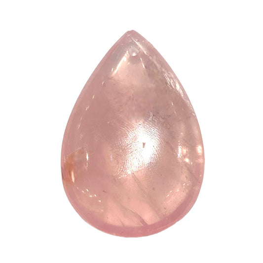 Pendentif Quartz rose goutte plate percé devant