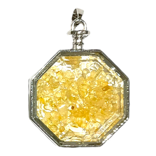 Pendentif hexagone facetté Citrine chauffée chauffée