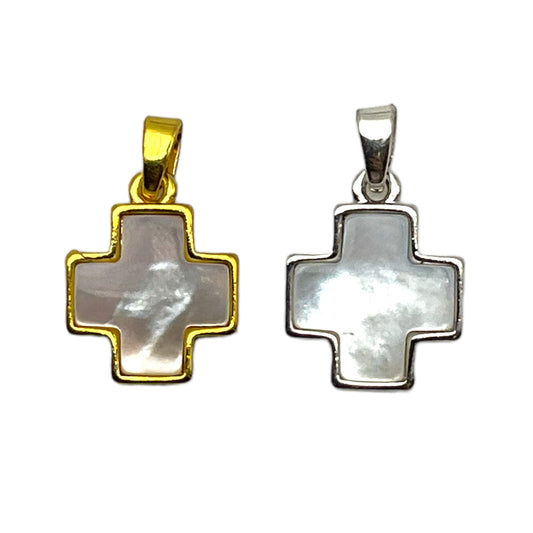 Pendentif croix nacre blanche 1 x 1 cm