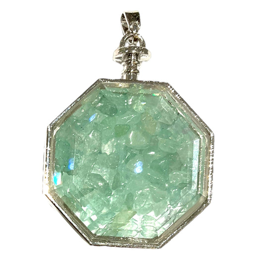 Pendentif hexagone facetté Aventurine verte