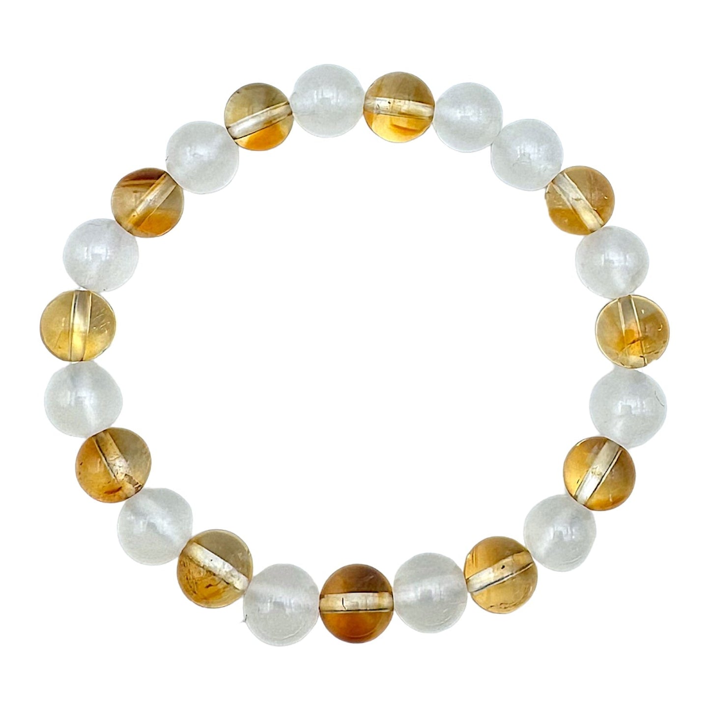 Bracelet Harmonie Corps & Esprit AA — Selenite, Citrine chauffée A (numéro 7)