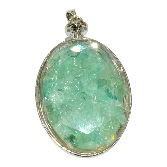 Pendentif ovale facetté Aventurine verte