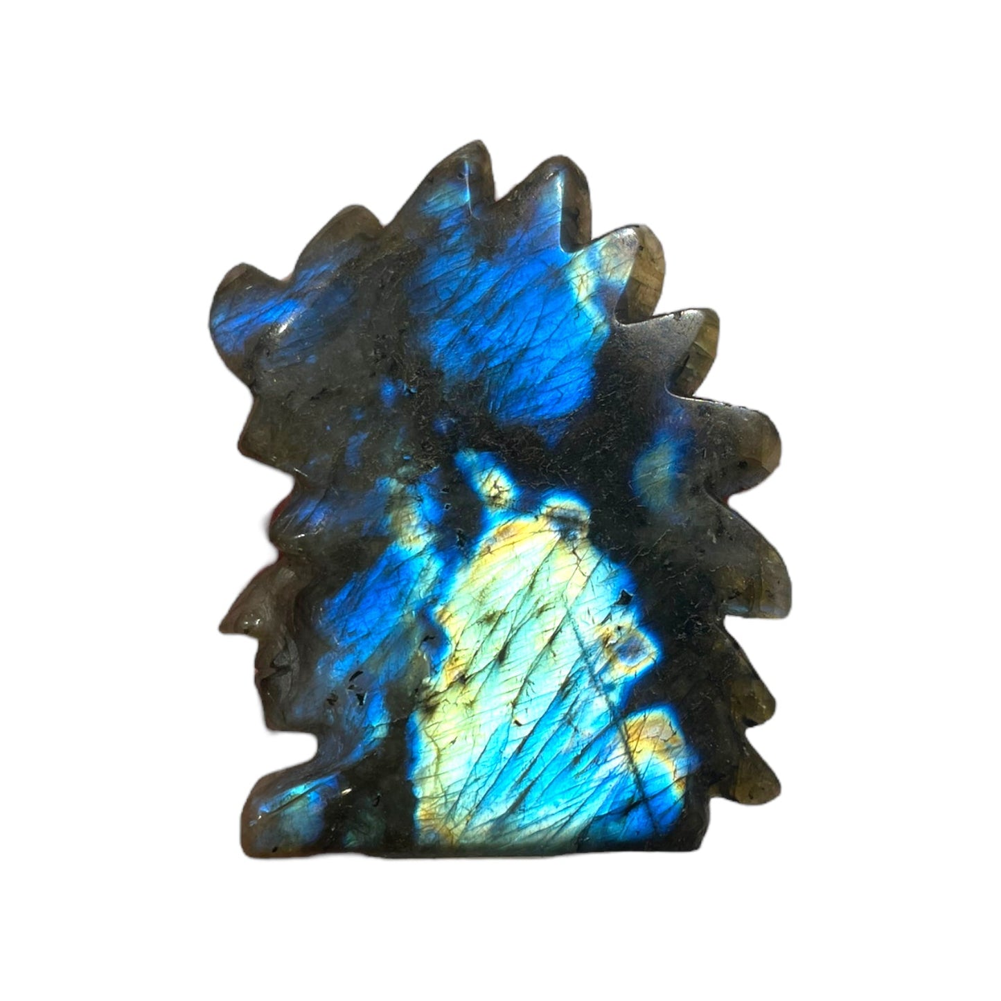 Tête d’indien en Labradorite pièce unique 7x6x1 cm numéro TI2