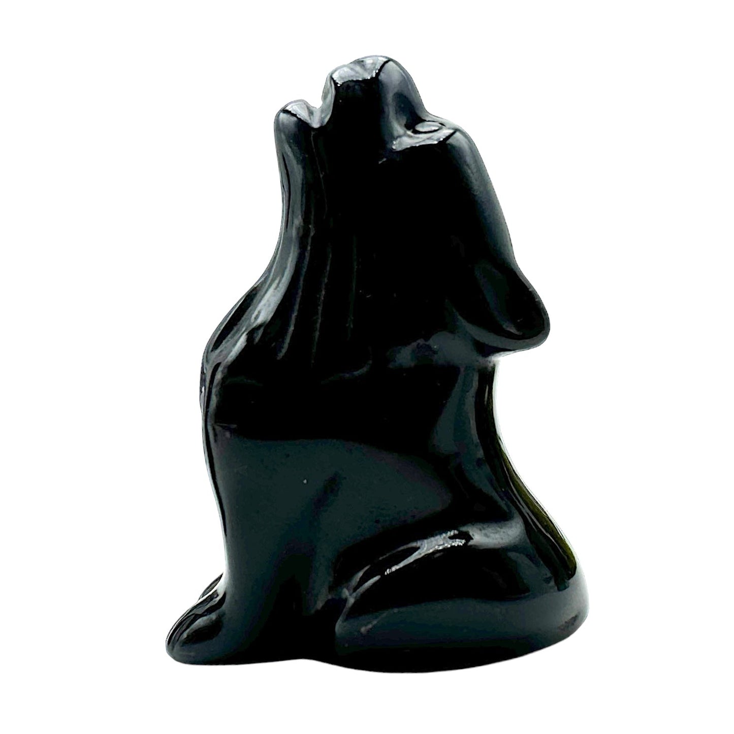 Figurine Loup en Obsidienne noire